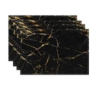 MIRRORANG Set di 4 tovagliette in marmo nero e oro, 45x30cm, motivo a venature nere e oro, lavabili, per la decorazione moderna della cucina e della sala da pranzo