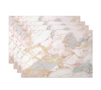 MIRRORANG Set di 4 tovagliette in marmo rosa, 45 x 30 cm, design astratto, venature dorate, facili da pulire, lavabili, morbide, resistenti, per cucina, sala da pranzo, eleganti tovagliette per la