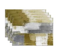 MIRRORANG - Set di 4 tovagliette verde oliva, 45 x 30 cm, arte astratta in oro e grigio, per arredamento rustico della cucina e della sala da pranzo