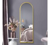 MirrorOutlet Specchio da parete moderno in metallo ad arco a figura intera, 160 x 53 cm, adatto per camera da letto, soggiorno, spogliatoio e spazi abitativi.