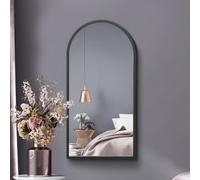 MirrorOutlet The Arcus - Specchio da parete ad arco con cornice in metallo nero, 80 x 40 cm, adatto per interni ed esterni