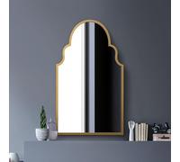 MirrorOutlet The Arcus - Specchio da parete ad arco moderno con cornice in metallo dorato, 104 x 61 cm, cornice dorata