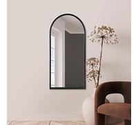 MirrorOutlet The Arcus - Specchio da parete ad arco moderno con cornice in metallo nero, 120 x 60 cm, cornice larga 2 cm e profondità 3 cm