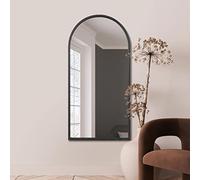 MirrorOutlet The Arcus - Specchio da parete con cornice nera a figura intera, 140 cm x 70 cm, con retro nero adatto a tutte le stagioni
