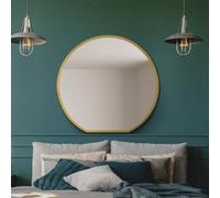 MirrorOutlet The Circulus - Specchio circolare da parete con fondo piatto e cornice dorata, perfetto per il caminetto, 84 x 80 cm