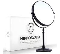 Mirrorvana Large 10X Magnifying Makeup Mirror on Stand for Bedroom and Bathroom, Classic Free Standing Round Table Mirror with Double Sided 10X/1X Magnification, 38cm Tall and 20cm Wide (Black)