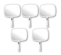 Mirrorvana Set 5 specchi a mano per parrucchieri e uso domestico - manico lungo ergonomico, riflesso HD senza distorsioni, ideale per trucco e viaggi, 33 x 22,9 cm (bianco)