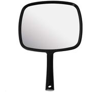 MIRRORVANA Specchio a mano con manico ergonomico, specchio portatile per trucco, tagli di capelli domestici, uso dentale e barbiere, 20,3 x 27,9 cm (nero)