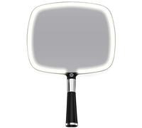 MIRRORVANA Specchio a mano illuminato con manico, design ergonomico con 3 modalità di illuminazione e supporto staccabile, perfetto per l'applicazione del trucco, 23 cm x 33 cm (nero)