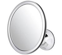 MIRRORVANA Specchio da barba anti appannamento per doccia, infrangibile, girevole a 360° e ventosa regolabile, 17 x 17 cm, rotondo (cromato classico)