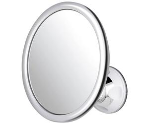 MIRRORVANA Specchio da barba anti appannamento per doccia, infrangibile, girevole a 360° e ventosa regolabile, 17 x 17 cm, rotondo (cromato classico)