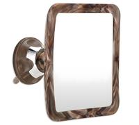 Mirrorvana Specchio da barba senza appannamento con forte ventosa e girevole a 360 gradi, infrangibile, anti-appannamento, per uomini e donne - 16 cm x 16 cm (Stampa effetto marmo color cacao)