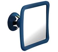 Mirrorvana Specchio da doccia antiappannamento per rasatura con ventosa aggiornata - specchio barba infrangibile ingrandimento 1X - 15 x 15 cm (blu)