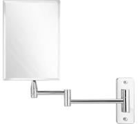 MIRRORVANA Specchio da parete senza cornice per bagno con estensione girevole da 28 cm, senza ingrandimento, superficie rettangolare 22,1 x 16 cm, cromato