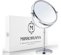 Mirrorvana specchio da tavolo ingranditore 10X e 1X - specchietto telescopico da bagno per trucco e make up, specchio da appoggio 20 cm (cromato)