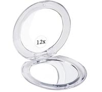 Mirrorvana Specchio da viaggio con ingrandimento 12X, piccolo e portatile per borsa o trousse trucco, specchietto rotondo da 8,4 cm (argento)