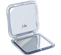 Mirrorvana specchio da viaggio ingranditore 12X - compatto e portatile per trucco in borsa, 8,4 cm quadrato (argento)
