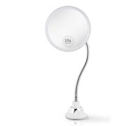 Mirrorvana Specchio ingranditore 10X con collo flessibile per trucco - specchio da tavolo con ventosa per bagno, toeletta e viaggio - Magnifying Makeup Mirror - 17cm x 17cm (Rotondo)