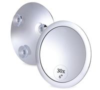 Mirrorvana Specchio ingranditore 30X per trucco - specchio ingrandente rotondo e portatile con tripla ventosa per truccarsi e per epilazione precisa, magnifying mirror - 15 cm (Cromo)