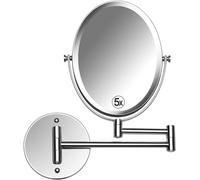 Mirrorvana Specchio ingranditore 5X e 1X da parete per bagno - rotazione a 360°, specchio trucco 17 x 22 cm (cromato)