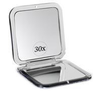 MIRRORVANA Specchio ingranditore compatto 30X per viaggi, design quadrato portatile e pieghevole, leggero, tascabile, ideale per borsa o borsa - 8,4 x 8,4 cm (nero)