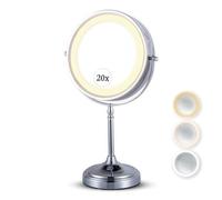 MIRRORVANA Specchio ingranditore illuminato 20X/1X su supporto (cromato)