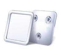 Mirrorvana Specchio per doccia antiappannante con tripla ventosa - specchio da bagno in plastica infrangibile per rasatura e barba, Fogless Shower Mirror - 13,5cm x 13,5cm (Cromo)