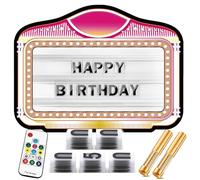 MIRRSSET Cartello VIP Bottiglia per Ragazze da 23x17 Pollici con 2 luci stroboscopiche a LED, cartelli Leggeri per Club, Portatili per Feste, 104 Lettere e 10 Numeri,Gold(WhiteLight)