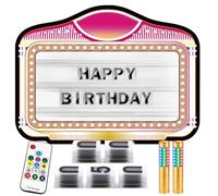 MIRRSSET Cartello VIP Bottiglia per Ragazze da 23x17 Pollici con 2 luci stroboscopiche a LED, cartelli Leggeri per Club, Portatili per Feste, 104 Lettere e 10 Numeri,Gold(RGBLight)