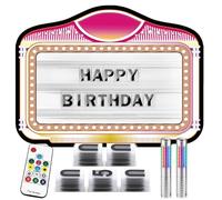 MIRRSSET Cartello VIP Bottiglia per Ragazze da 23x17 Pollici con 2 luci stroboscopiche a LED, cartelli Leggeri per Club, Portatili per Feste, 104 Lettere e 10 Numeri,Silver(RGBLight)