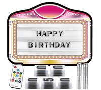 MIRRSSET Cartello VIP Bottiglia per Ragazze da 23x17 Pollici con 2 luci stroboscopiche a LED, cartelli Leggeri per Club, Portatili per Feste, 104 Lettere e 10 Numeri,Silver(WhiteLight)