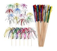 Mirrwin 100 Pezzi Stuzzicadenti Decorativi da Cocktail, Fuochi D'artificio Cocktail Decorativi 23cm Stecchini per Aperitivo Stuzzicadenti per Feste per Antipasti Frutta Dessert Forniture