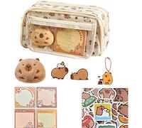 Mirrwin Set di Cancelleria Capibara, Simpatico Astuccio Capybara Kawaii Astuccio Capibara con Accessori Cose per la Scuola Grazioso Set di Cancelleria per Ufficio Scuola Studenti Bambini