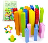 Mirthben Set di 200 grandi mattoncini da costruzione, 2 forme e 8 colori, compatibili con Duplo e tutte le principali marche, giocattoli da costruzione colorati per bambini dai 3 anni in su