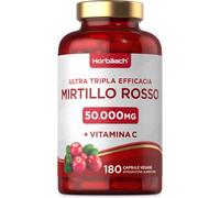 Mirtillo Rosso 50000 Mg Con Vitamina C | Cranberry 50:1 Extract | 180 Capsule Ve