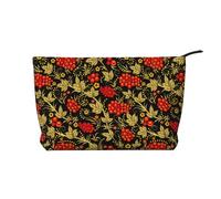 Mirtillo rosso russo tradizionale, Borsa per cosmetici in velluto a coste Borsa per il trucco Borsa da viaggio portatile