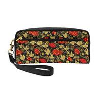 Mirtillo rosso russo tradizionale, Borsa per il trucco Borsa per cosmetici Borsa da viaggio portatile da toilette Astuccio in pelle per donne e ragazze