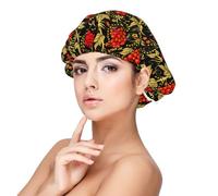 Mirtillo rosso russo tradizionale,Cuffia da notte in raso per adulti - Cuffia da notte elastica per donna, copricapelli per la notte