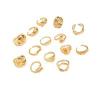 Mirweon 12 anelli eleganti con perle accenti irregolari impilabili due toni eleganti perle cluster anelli per feste serali delicati design cavo accessori da sposa, Misura unica, come descritto, come