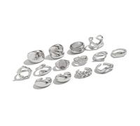 Mirweon 12 anelli eleganti con perle accenti irregolari impilabili due toni eleganti perle cluster anelli per feste serali delicati design cavo accessori da sposa, Misura unica, come descritto, come