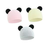 Mirweon 3pcs Baby Bonnet Caps Crochet Knit Ear Pattern Caldo Cotone Cappello per Neonati 0-3M Inverno Pelle Sensibile Neonato Caps, Set E., Taglia unica