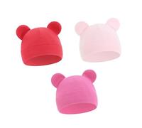 Mirweon 3pcs Baby Bonnet Caps Crochet Knit Ear Pattern Caldo Cotone Cappello per Neonati 0-3M Inverno Pelle Sensibile Neonato Caps, Set J, Taglia unica