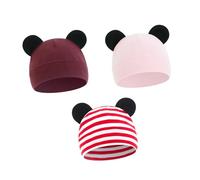 Mirweon 3pcs Baby Bonnet Caps Crochet Knit Ear Pattern Caldo Cotone Cappello per Neonati 0-3M Inverno Pelle Sensibile Neonato Caps, Set D., Taglia unica