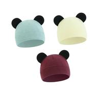 Mirweon 3pcs Baby Bonnet Caps Crochet Knit Ear Pattern Caldo Cotone Cappello per Neonati 0-3M Inverno Pelle Sensibile Neonato Caps, Set F., Taglia unica