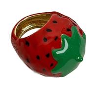 Mirweon Anello fatto a mano con fragola/frutta vibrante olio gocciolante leggero e confortevole gioielli moda accessorio gioielli fatti a mano, Misura unica, come descritto, come descritto