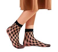 Mirweon Calze in pizzo Calze a rete Volant Volant Caviglia Mesh Hollow Rombo Fantasia Cavigliera Nera Per Le Donne Ragazze Regalo Moda Sottile Calzini Per L'usura Quotidiana, Luokou nero, Taglia unica