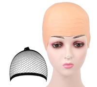 Mirweon Cappelli calvi finta pelle testa di Halloween Cosplay Accessori costume cappello calvo per adulti bambini parrucche calve tappi con retina per capelli