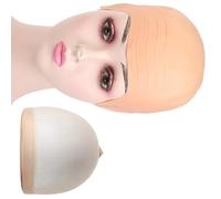 Mirweon Cappelli calvi finta pelle testa di Halloween Cosplay Accessori costume cappello calvo per adulti bambini parrucche calve tappi con retina per capelli