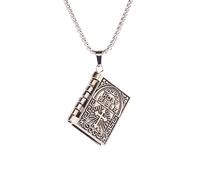 Mirweon Collana con ciondolo a forma di Bibbia, gioielli religiosi, ciondolo a forma di croce, collana religiosa per donne e uomini