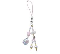 Mirweon Cordino per telefono con nappe lunghe elegante cinturino da polso in rilievo conchiglie staccabili portachiavi a catena per telefono accessorio portatile ciondolo portachiavi con perline